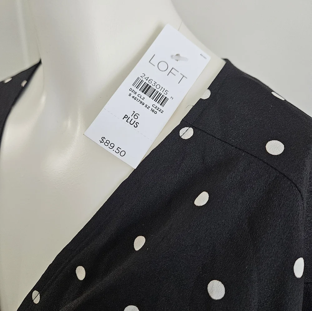 Loft Black dot wrap dress - Picture 3 of 3